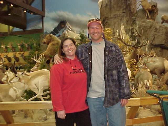 Bob & Fishgal at the wildlife mount exhibit at the Sydney, Nebraska Cabela's store.