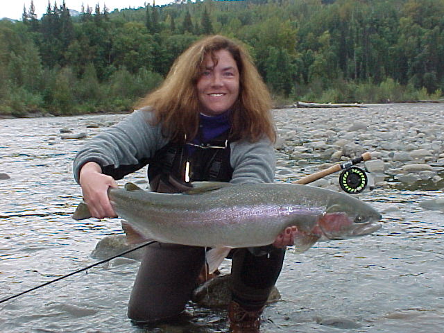 Corey and her first steelhead on the fly ... well done!