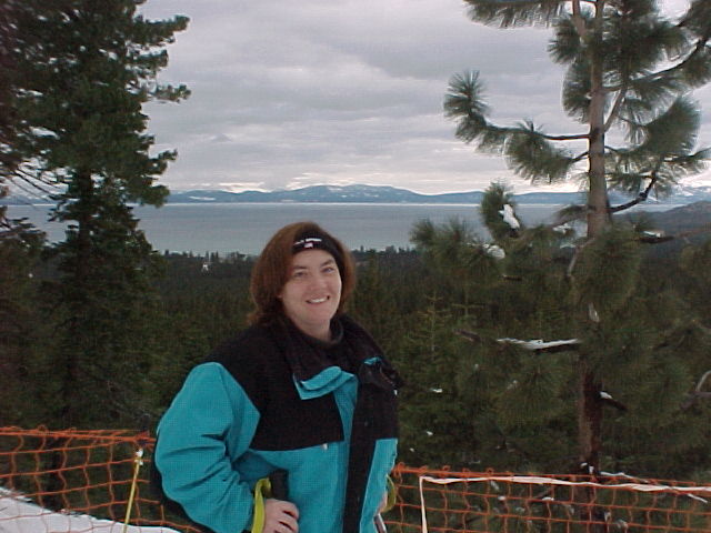 Corey takes a breather and enjoys the view of Lake Tahoe at Heavenly Valley.