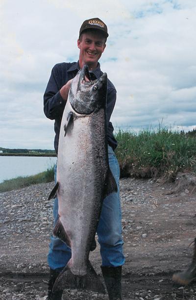 Daren with as about a pretty of a monster Kasilof River hen as you'll ever see!