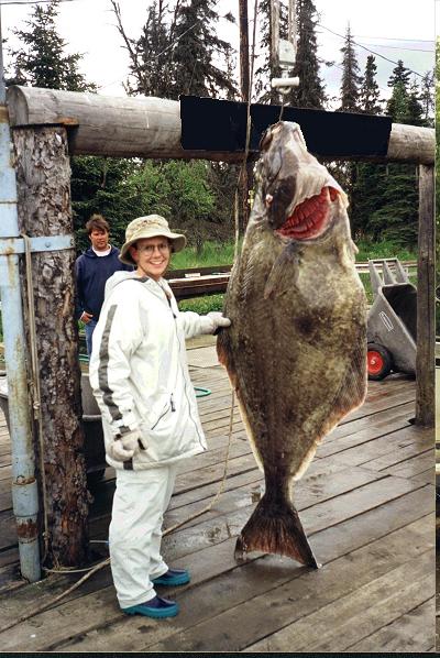 Jumbo halibut from the saltwater off of Deep Creek / Ninilchik may well tower over the angler who was lucky enough to do battle