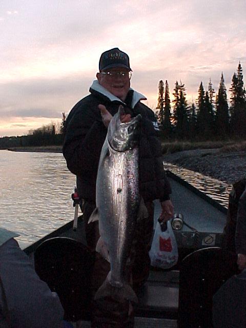 Early birds get most of the worms! John Smith and a May Kasilof king at sun-up.