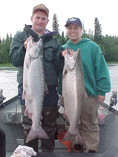 Some familiar faces! Fellow Forks-area guide Pat Graham and his wife Leslie pay us a visit and join in on some Kasilof king acti