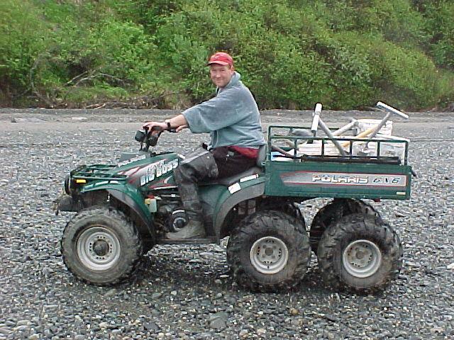 Shuttling clam digging equipment at Clam Gulch.