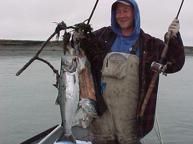 Perhaps one of our oddest catches ... an already dead fish with the rod he stole from another boat, mixed in with some debris.