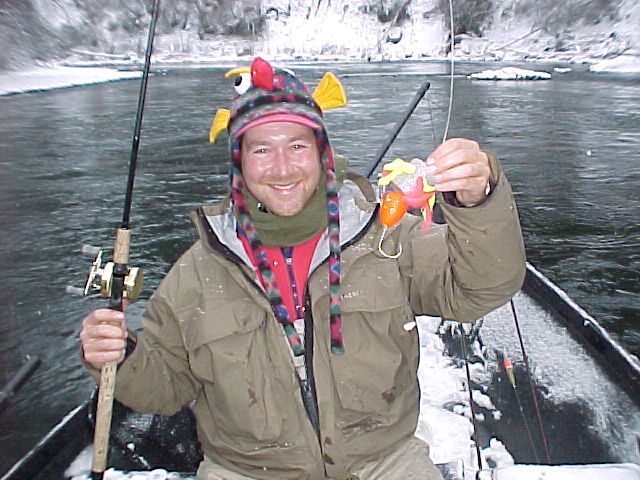 Bob shows off the truly magnum-sized steelhead rag.