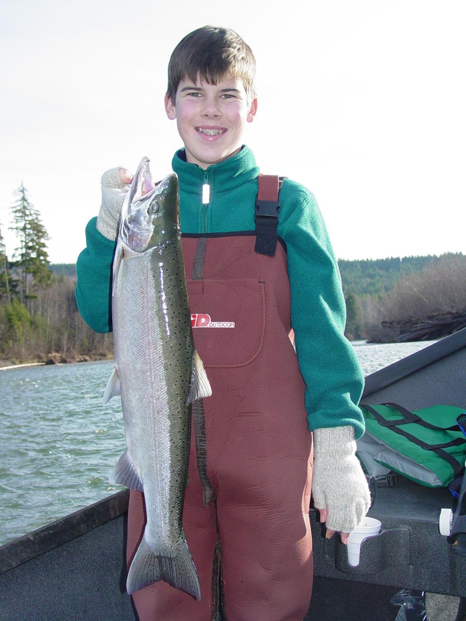 Peter on his annual Christmas break trip with a Hoh River hatchery steelhead.