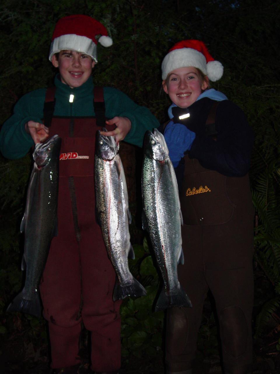 Peter again, with his sister Claire with Boagchiel River hatchery steelhead.