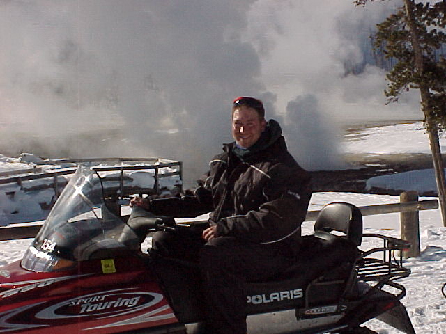 Bob and an unusal mode of transport for him ... touring Yellowstone National Park in February at -25!