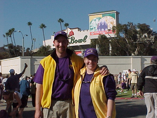 Bob and Corey prepare to watch the Dawgs get a January victory at the Rose Bowl!