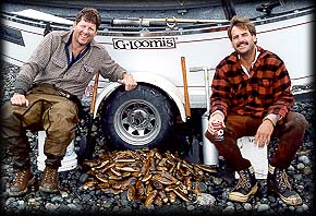 Razor clamming before a salmon fishing trip on the Kasilof River