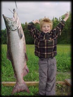 A Kasilof king outweighing the angler ... Jordan weighs 40, the fish 41!