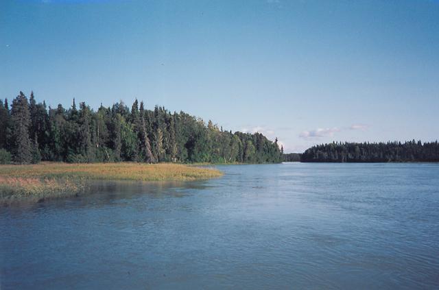 A look up river as the Kasilof widens out in the tideflats.